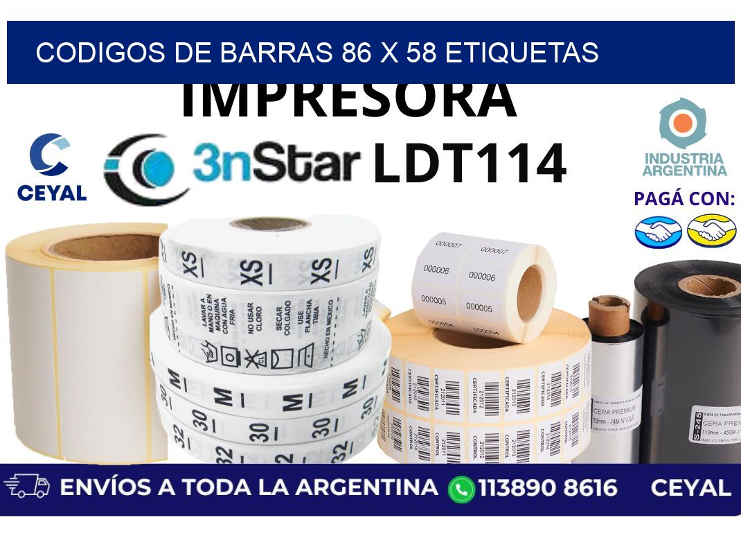 codigos de barras 86 x 58 etiquetas