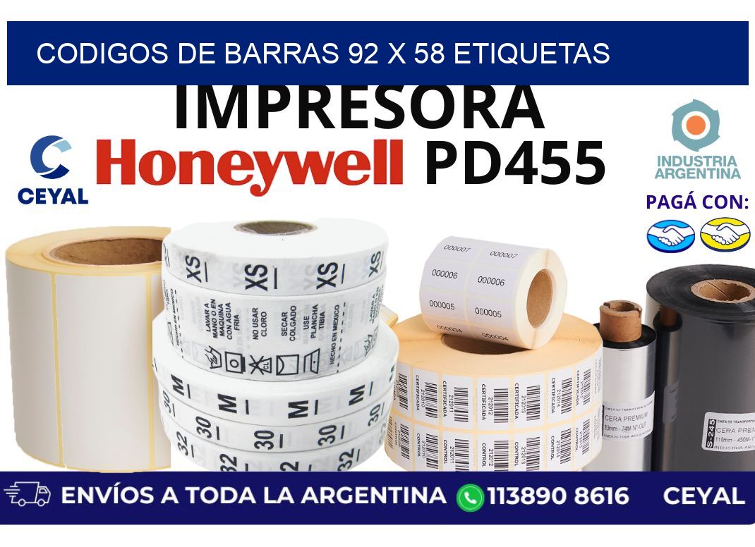 codigos de barras 92 x 58 etiquetas
