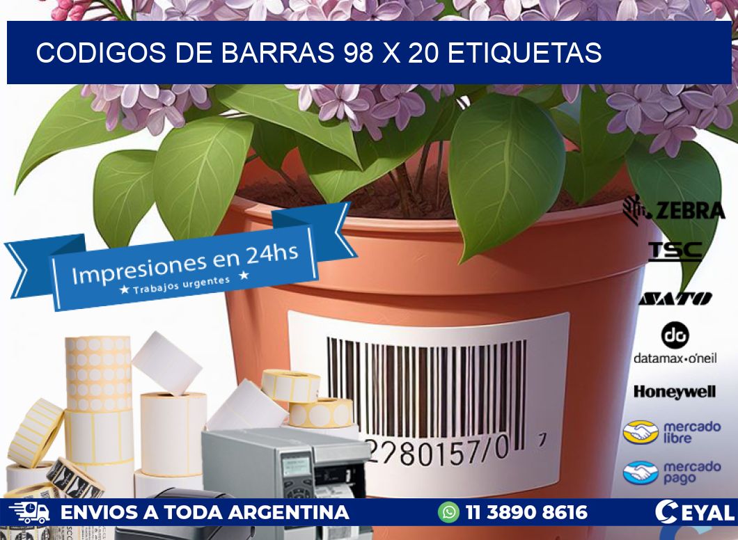codigos de barras 98 x 20 etiquetas