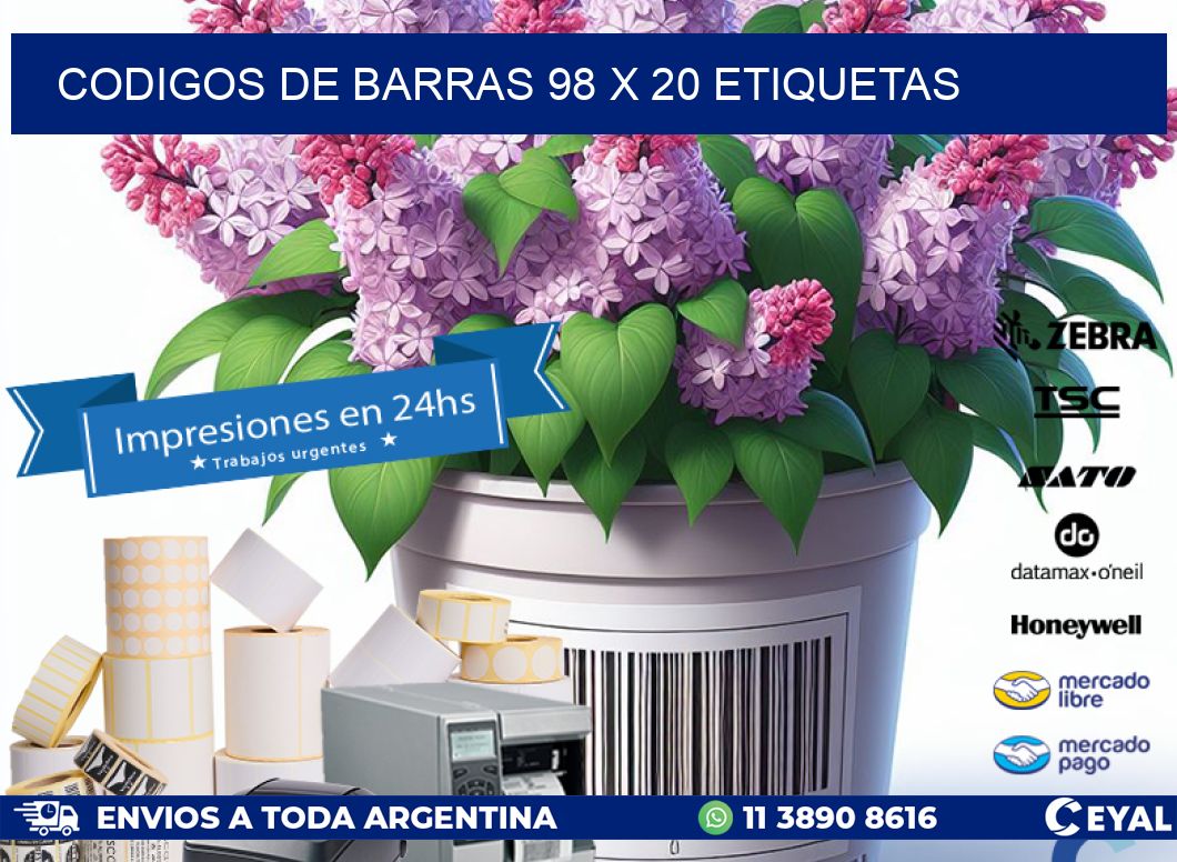 codigos de barras 98 x 20 etiquetas