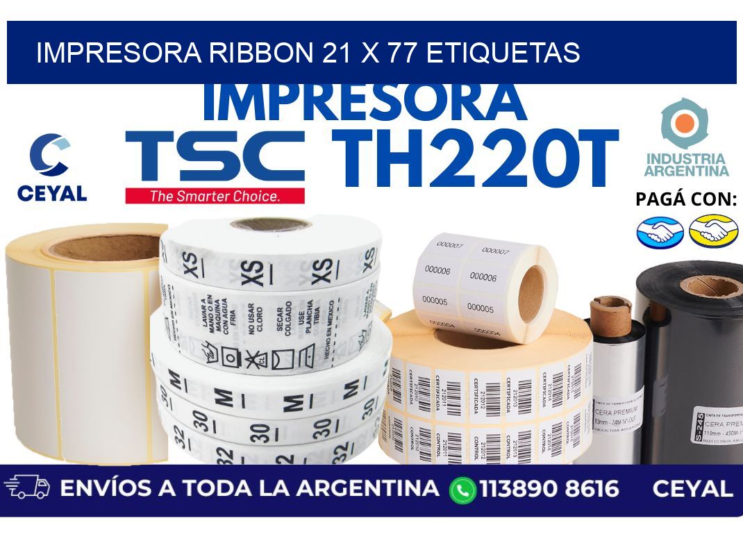impresora ribbon 21 x 77 etiquetas