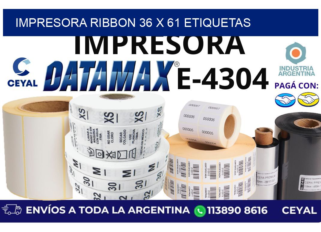 impresora ribbon 36 x 61 etiquetas