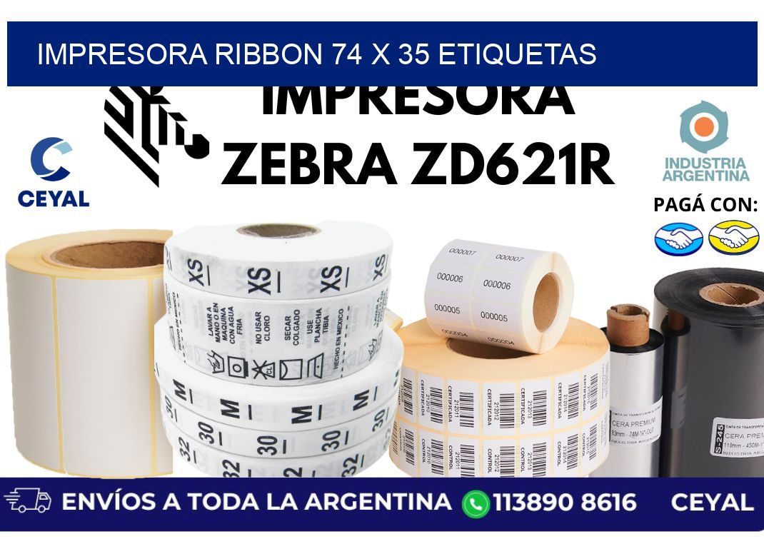impresora ribbon 74 x 35 etiquetas