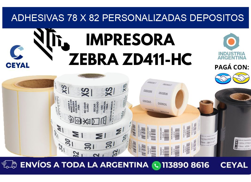 adhesivas 78 x 82 personalizadas depositos