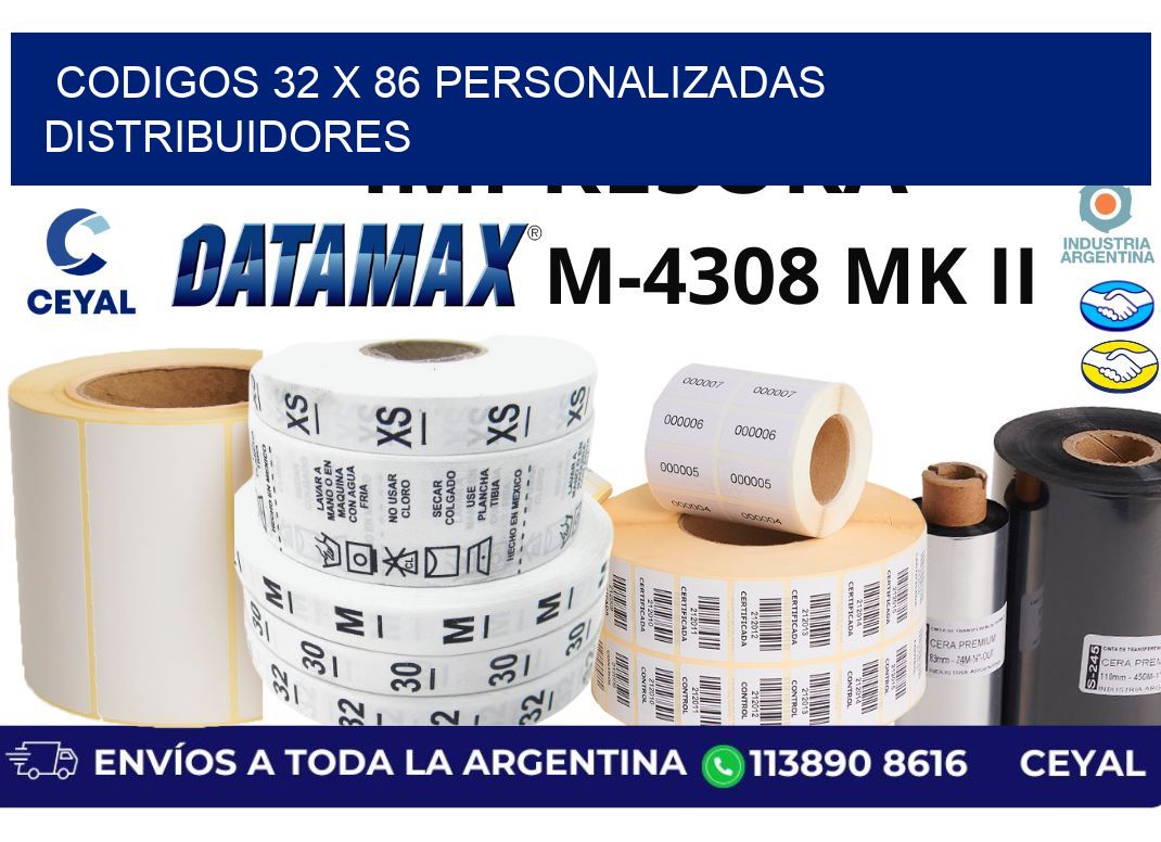 codigos 32 x 86 personalizadas distribuidores