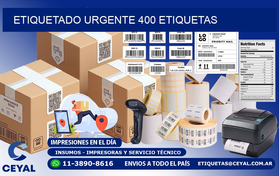 etiquetado urgente 400 etiquetas