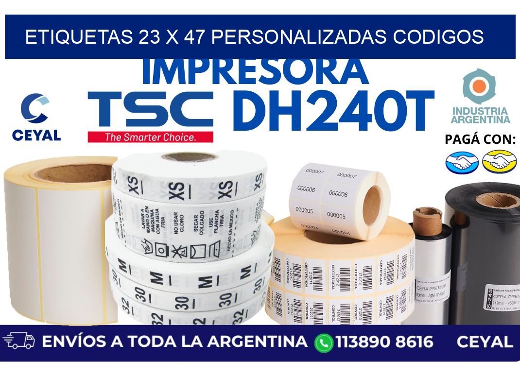 etiquetas 23 x 47 personalizadas codigos