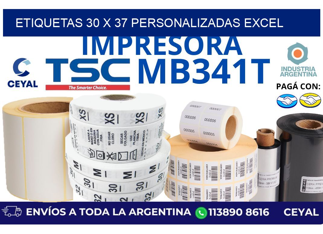 etiquetas 30 x 37 personalizadas excel