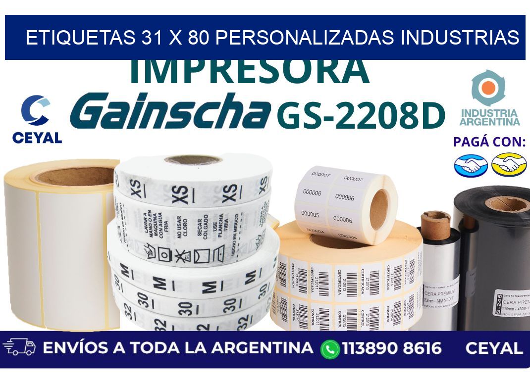etiquetas 31 x 80 personalizadas industrias