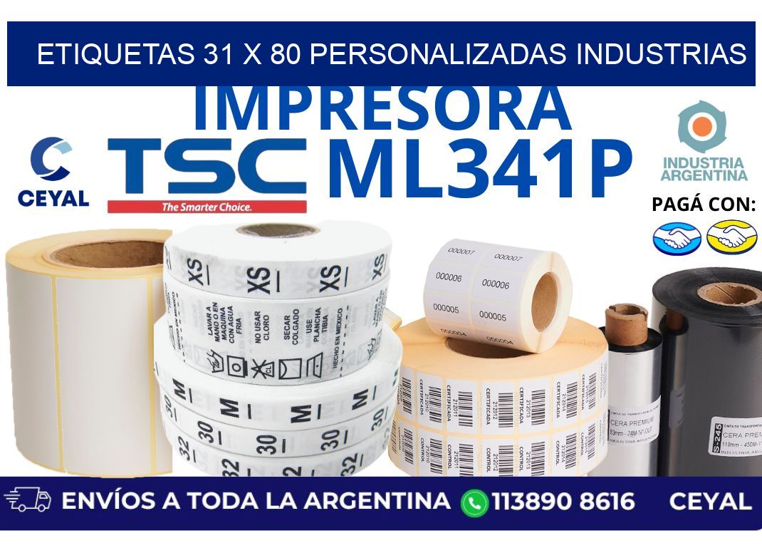 etiquetas 31 x 80 personalizadas industrias