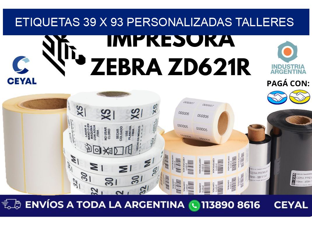 etiquetas 39 x 93 personalizadas talleres