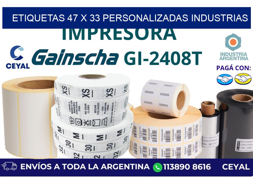 etiquetas 47 x 33 personalizadas industrias