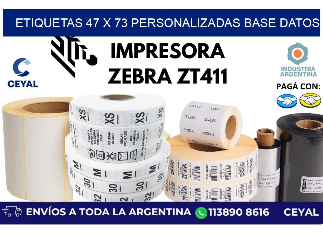 etiquetas 47 x 73 personalizadas base datos