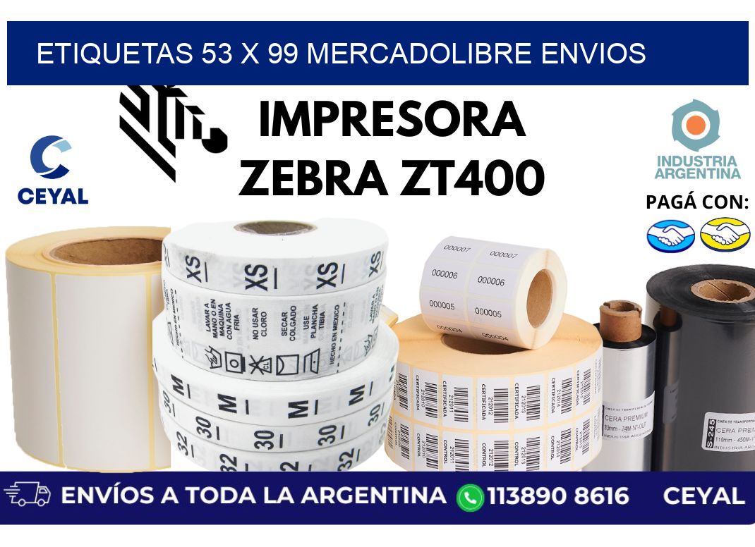 etiquetas 53 x 99 mercadolibre envios
