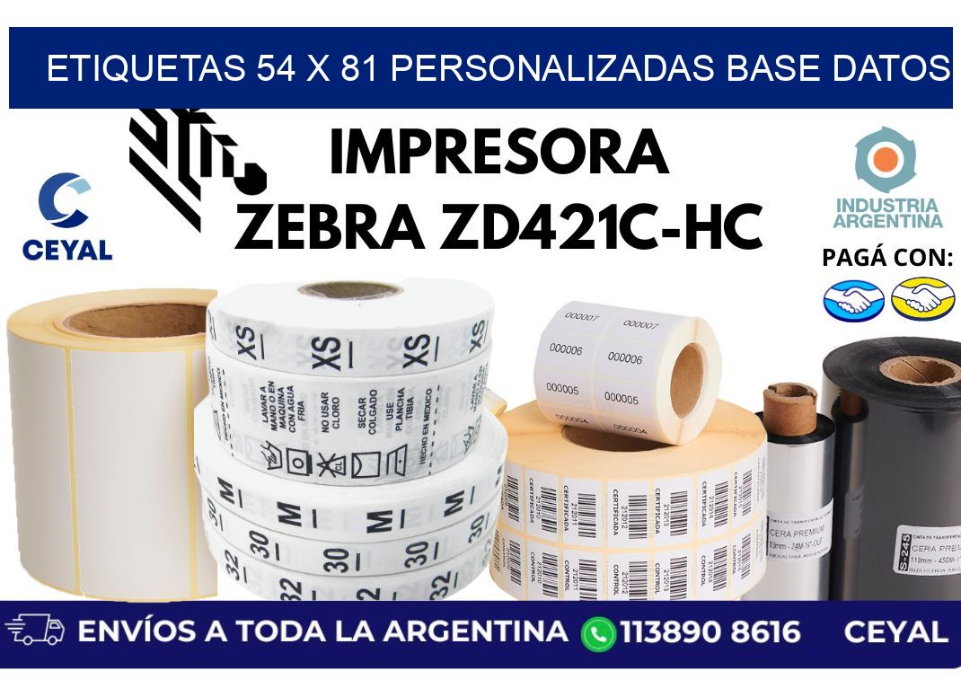 etiquetas 54 x 81 personalizadas base datos
