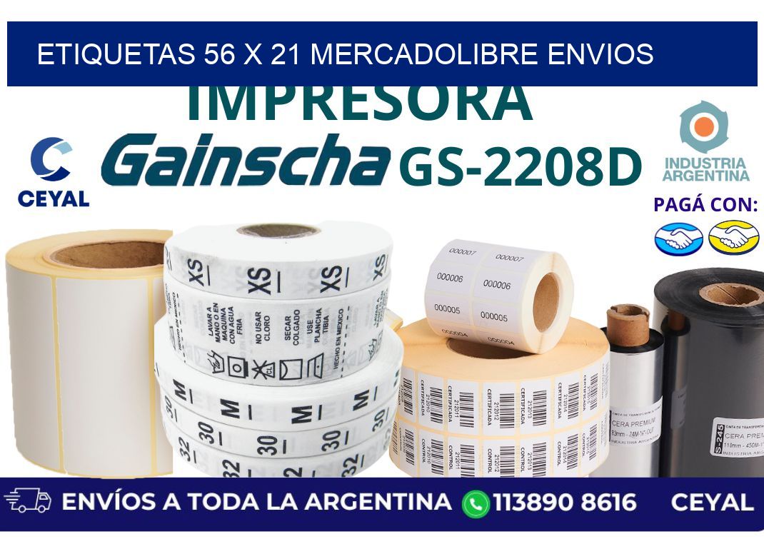 etiquetas 56 x 21 mercadolibre envios