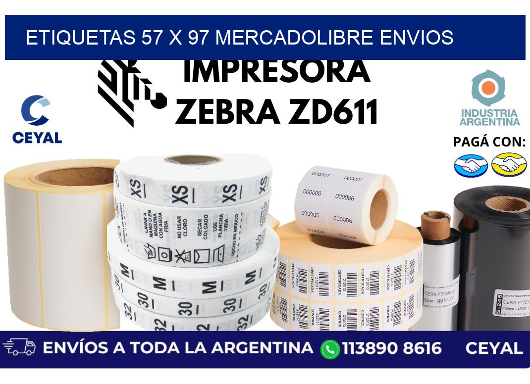 etiquetas 57 x 97 mercadolibre envios