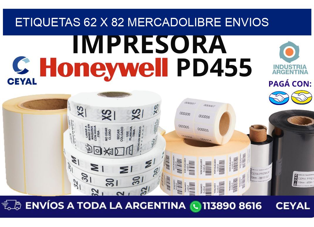 etiquetas 62 x 82 mercadolibre envios