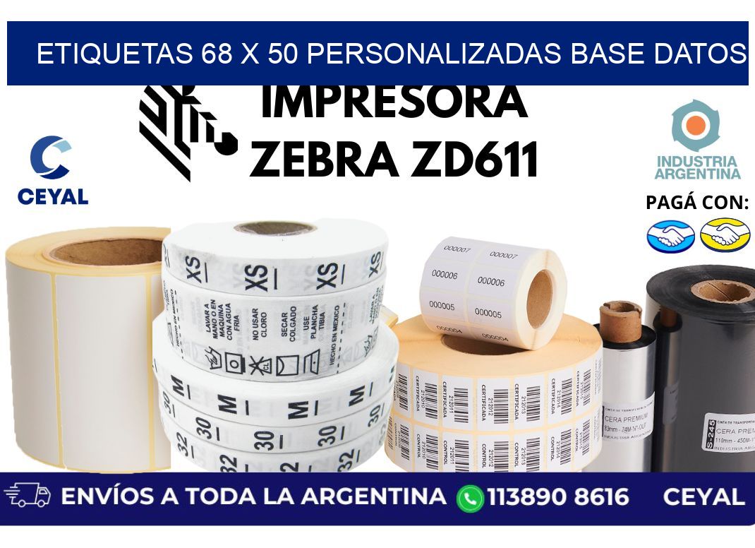 etiquetas 68 x 50 personalizadas base datos