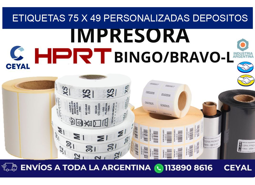 etiquetas 75 x 49 personalizadas depositos