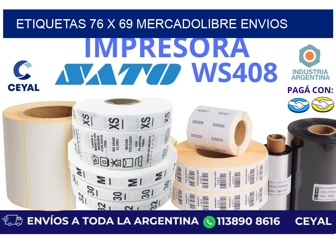 etiquetas 76 x 69 mercadolibre envios