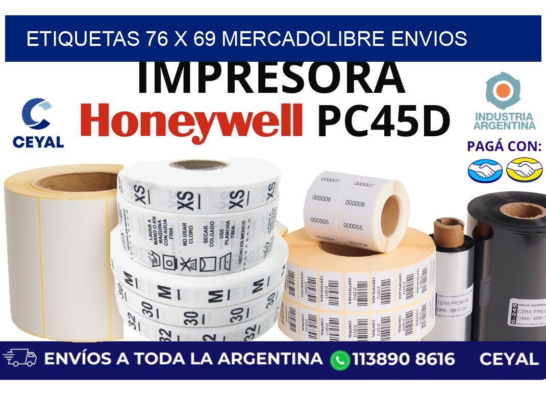 etiquetas 76 x 69 mercadolibre envios