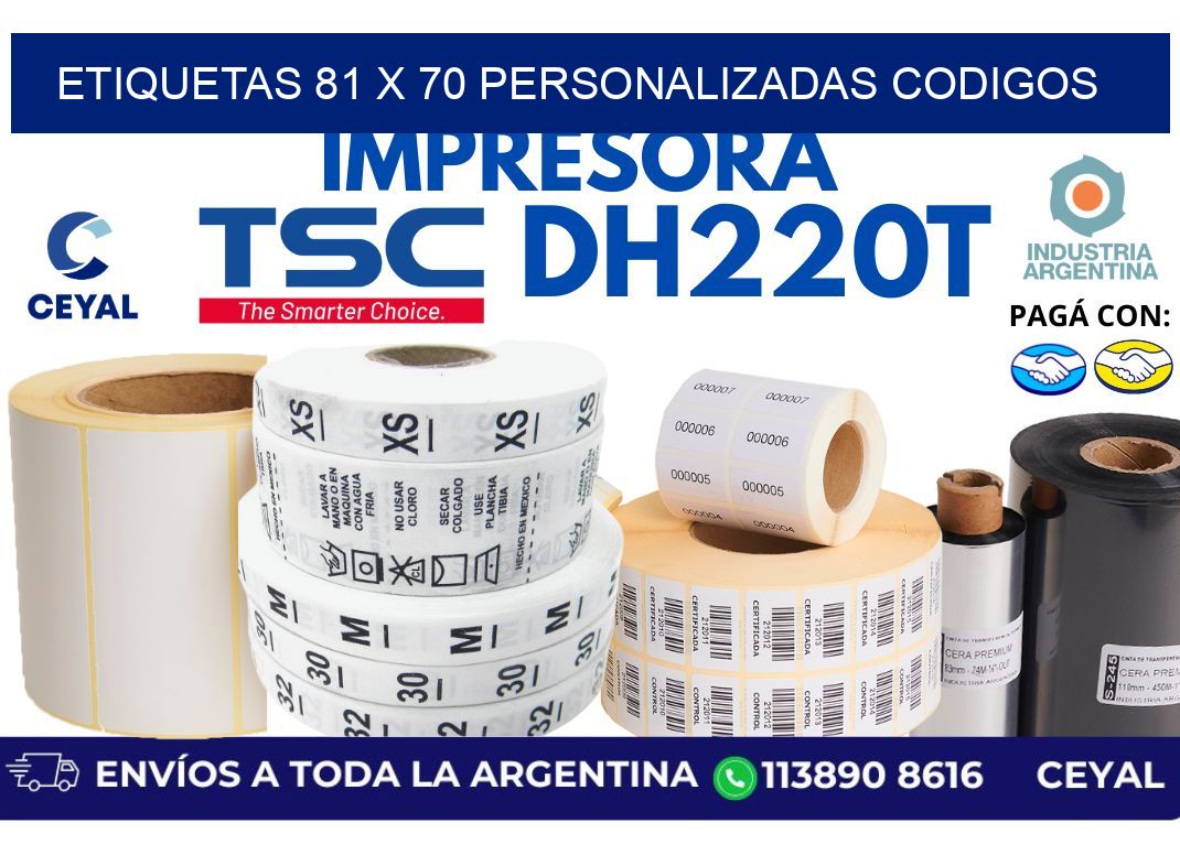 etiquetas 81 x 70 personalizadas codigos