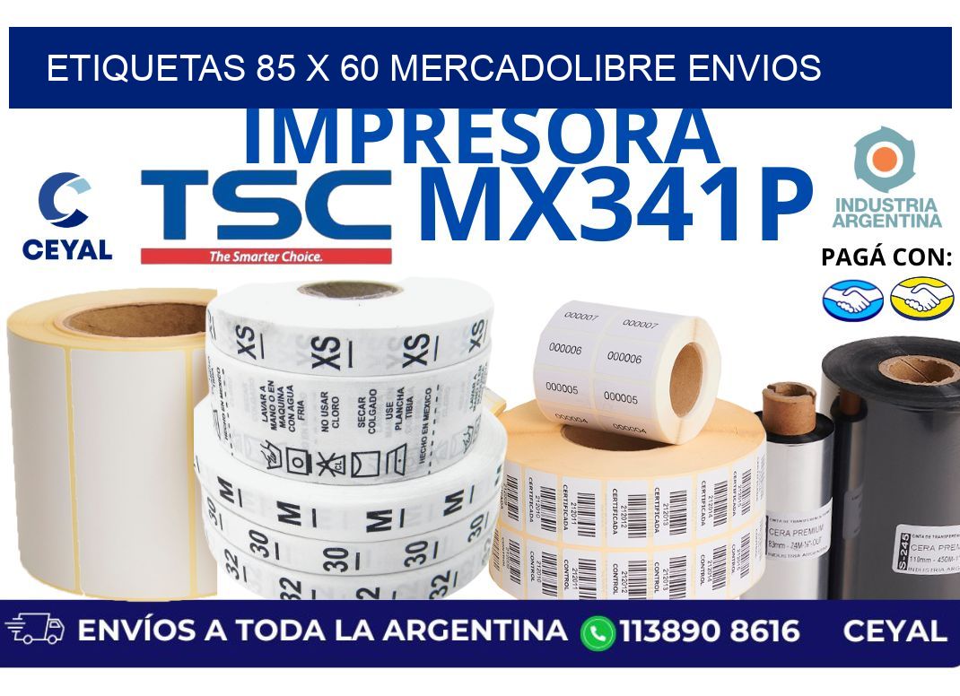 etiquetas 85 x 60 mercadolibre envios