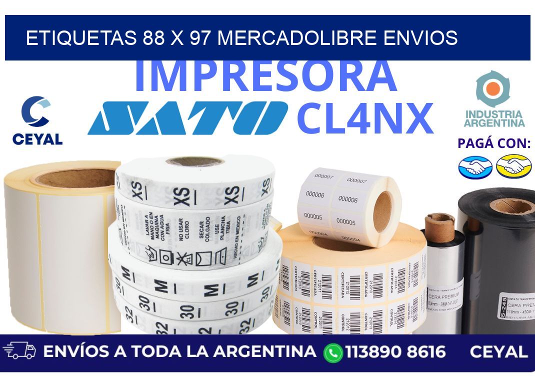 etiquetas 88 x 97 mercadolibre envios
