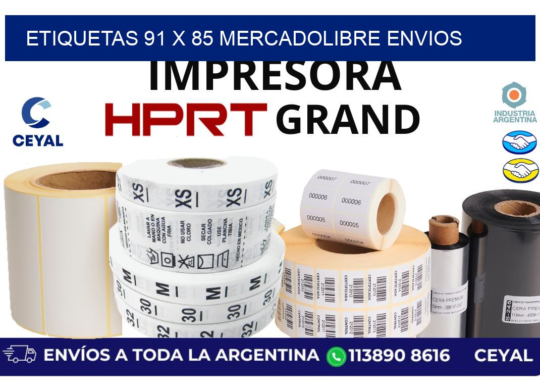 etiquetas 91 x 85 mercadolibre envios