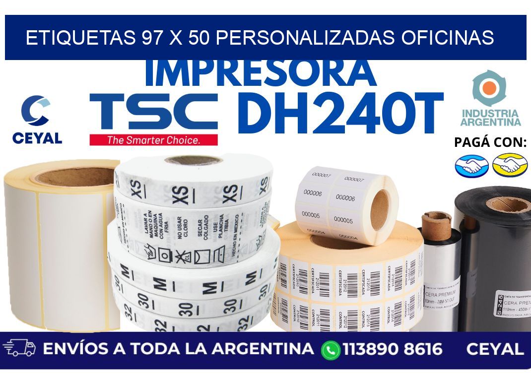etiquetas 97 x 50 personalizadas oficinas