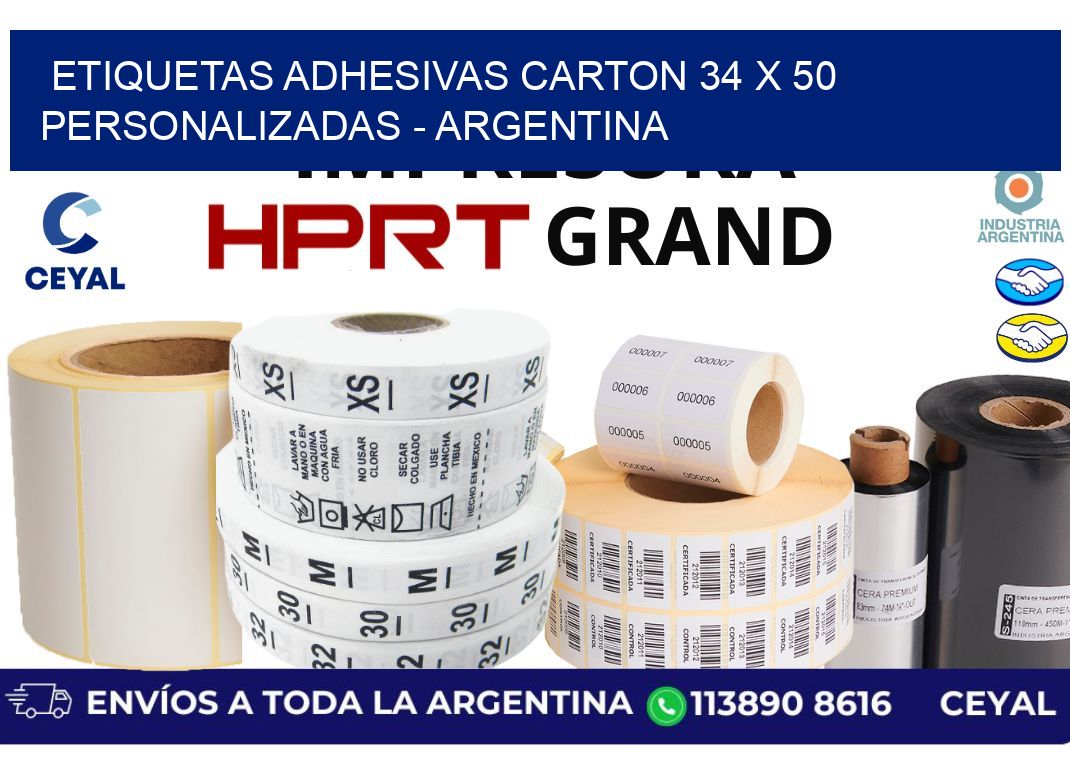 etiquetas adhesivas carton 34 x 50 personalizadas - Argentina