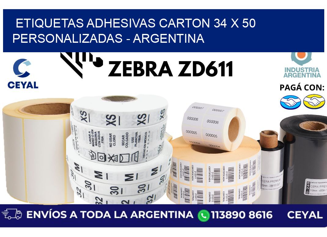 etiquetas adhesivas carton 34 x 50 personalizadas – Argentina
