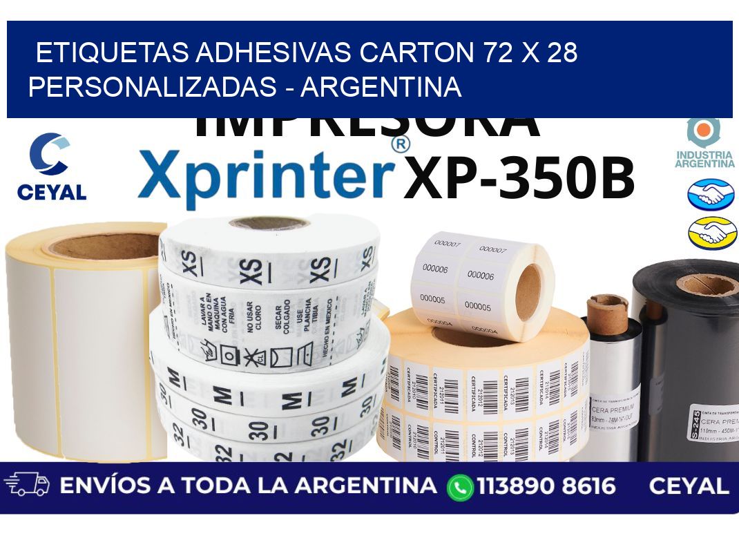 etiquetas adhesivas carton 72 x 28 personalizadas - Argentina