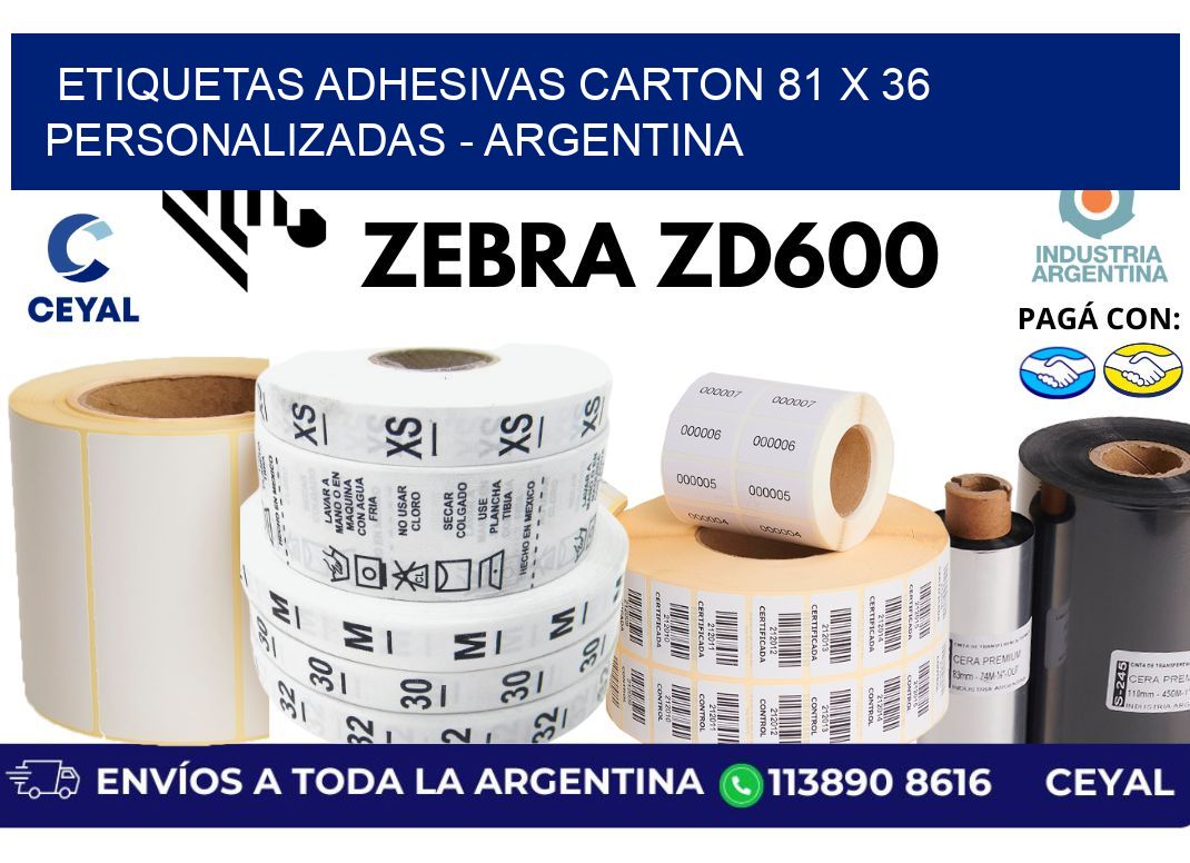 etiquetas adhesivas carton 81 x 36 personalizadas - Argentina