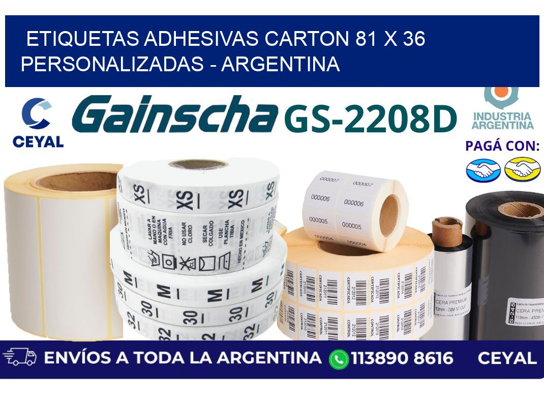 etiquetas adhesivas carton 81 x 36 personalizadas – Argentina