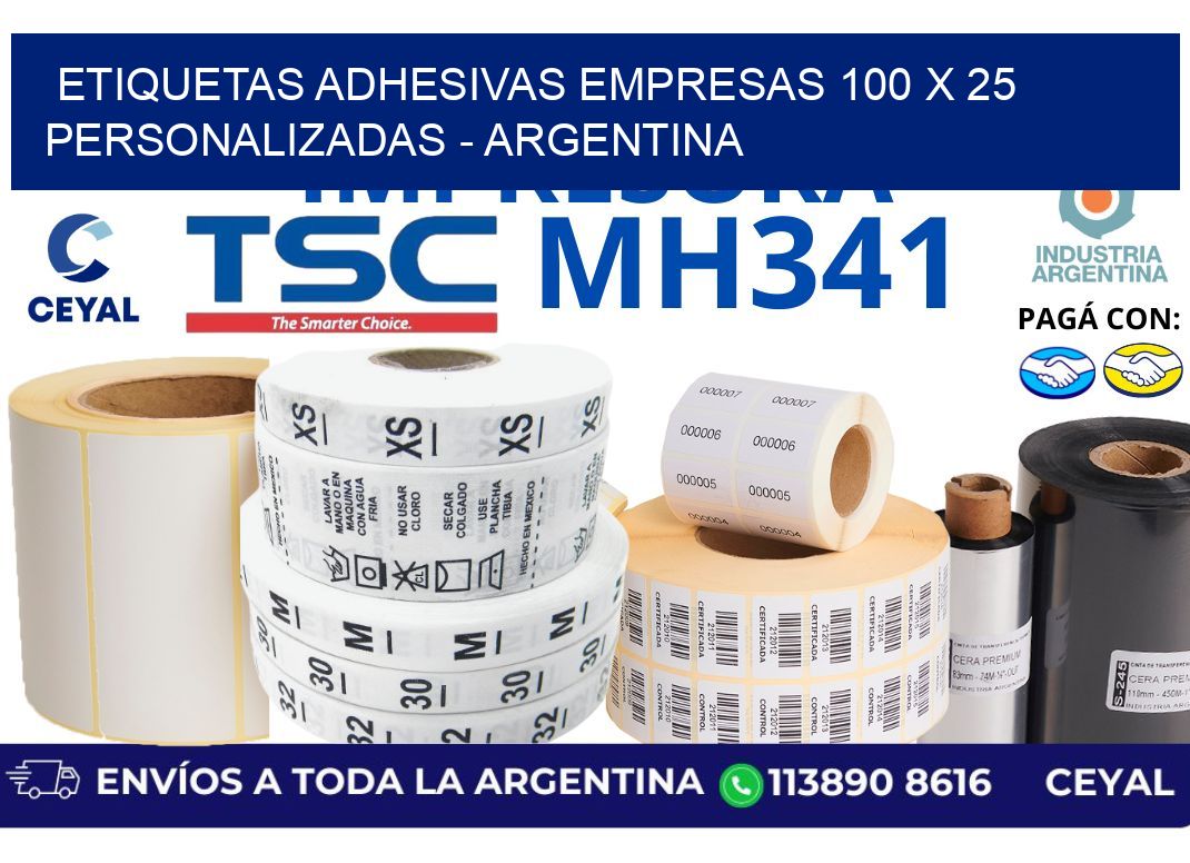 etiquetas adhesivas empresas 100 x 25 personalizadas - Argentina