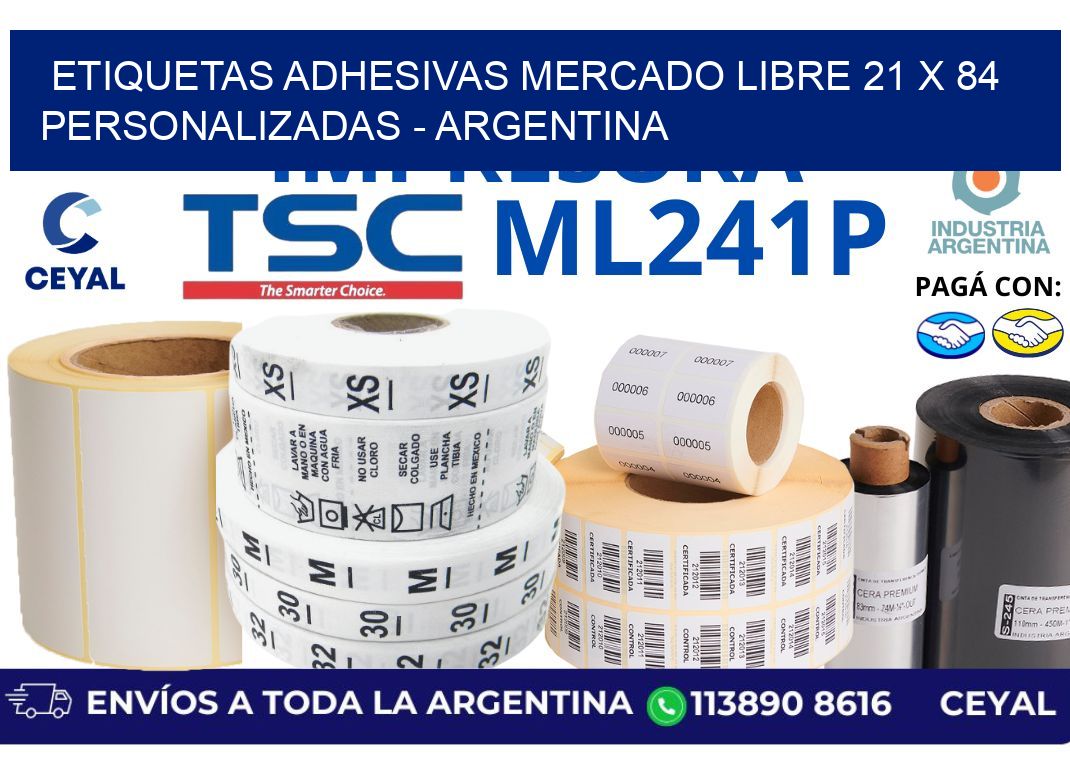 etiquetas adhesivas mercado libre 21 x 84 personalizadas - Argentina