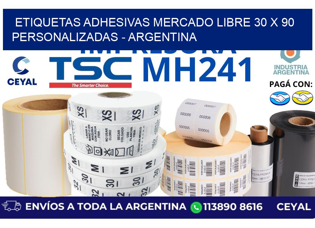 etiquetas adhesivas mercado libre 30 x 90 personalizadas – Argentina