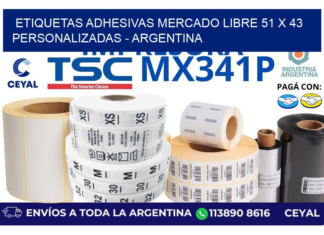 etiquetas adhesivas mercado libre 51 x 43 personalizadas – Argentina
