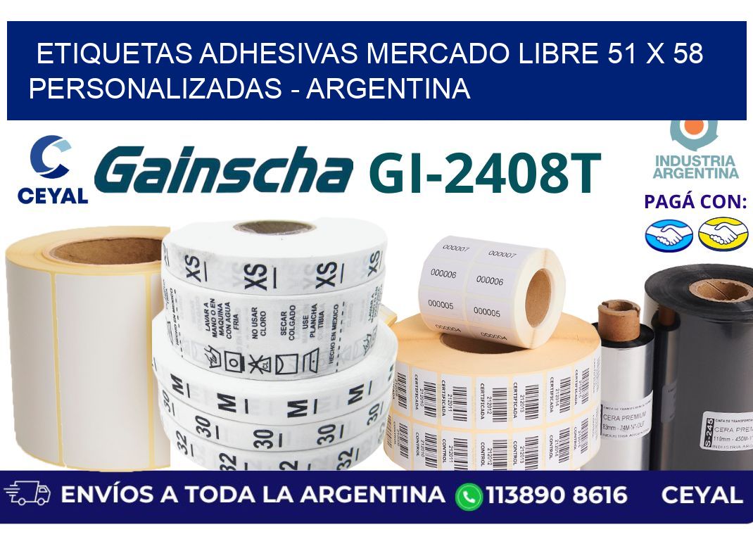 etiquetas adhesivas mercado libre 51 x 58 personalizadas - Argentina