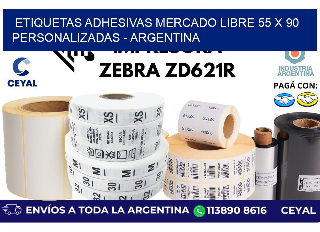 etiquetas adhesivas mercado libre 55 x 90 personalizadas - Argentina