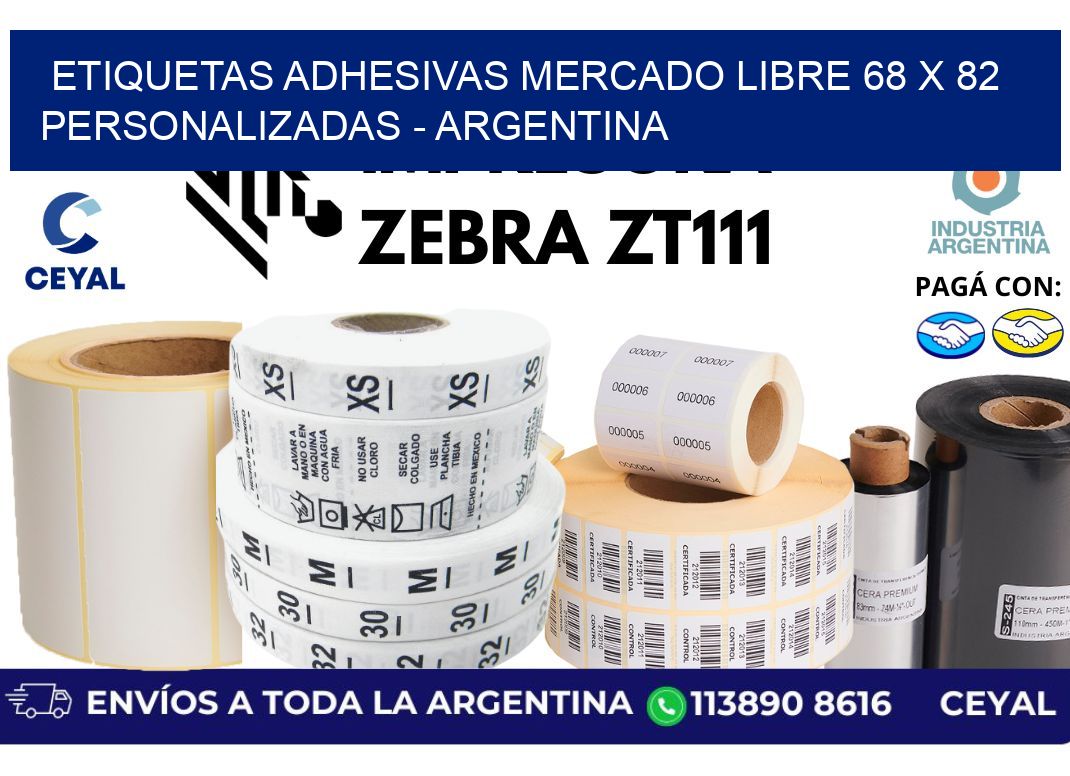etiquetas adhesivas mercado libre 68 x 82 personalizadas - Argentina