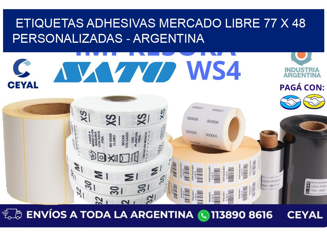 etiquetas adhesivas mercado libre 77 x 48 personalizadas - Argentina