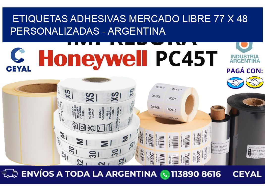 etiquetas adhesivas mercado libre 77 x 48 personalizadas – Argentina