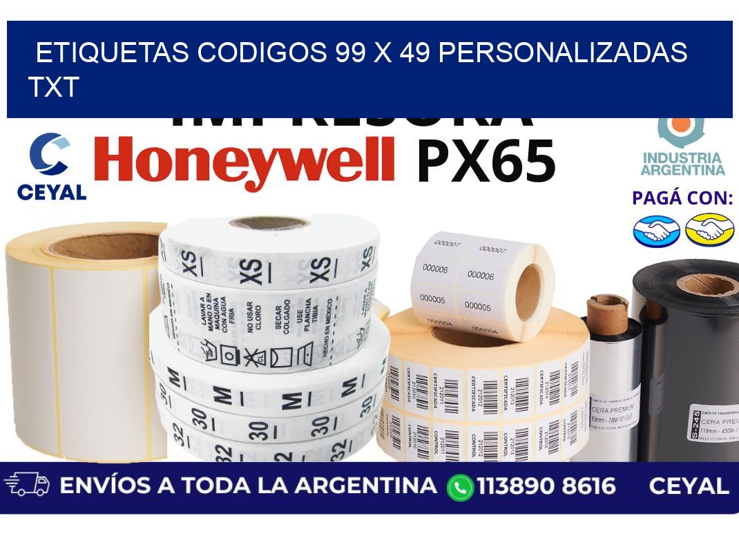 etiquetas codigos 99 x 49 personalizadas txt