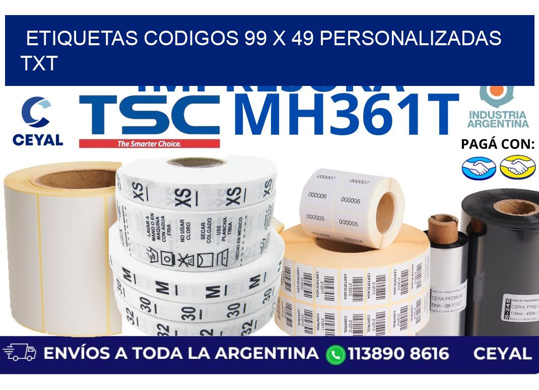 etiquetas codigos 99 x 49 personalizadas txt
