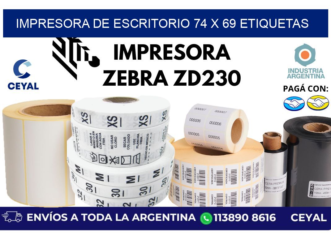 impresora de escritorio 74 x 69 etiquetas