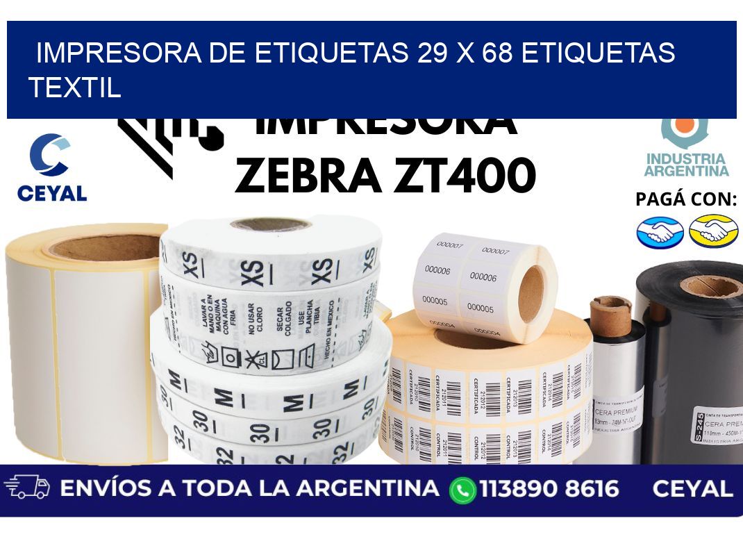 impresora de etiquetas 29 x 68 etiquetas textil