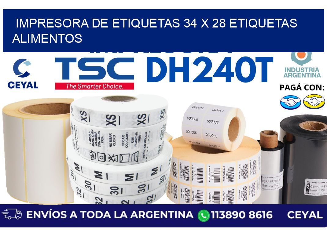 impresora de etiquetas 34 x 28 etiquetas alimentos